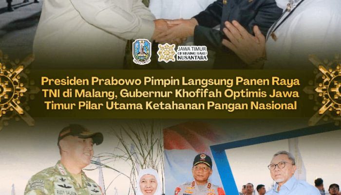 Gubernur Khofifah :    Jawa Timur Pertegas Posisi sebagai Penggerak Swasembada Pangan Nasional Lewat Panen Raya TNI