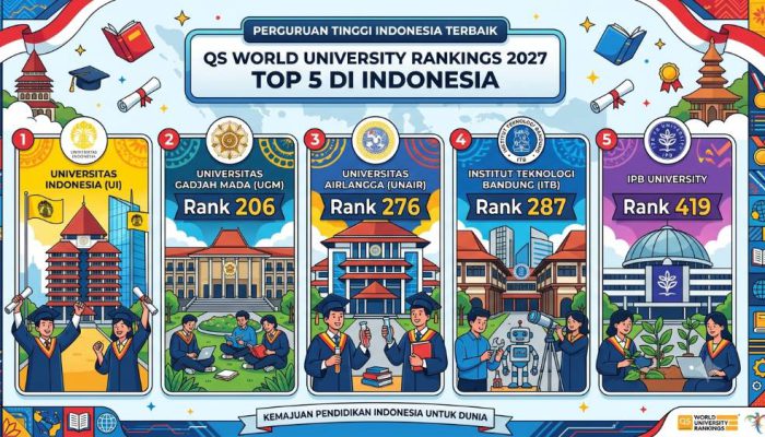 UI Pimpin Peringkat Kampus Indonesia di QS 2027, Unair dan ITS Catat Prestasi Global