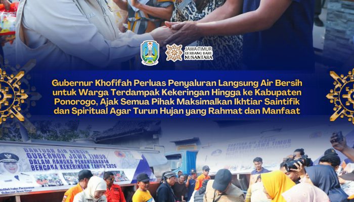 Tinjau Langsung Kekeringan di Ponorogo, Gubernur Khofifah Pastikan Penyaluran Air Bersih dan Solusi Jangka Panjang Pipanisasi Berjalan